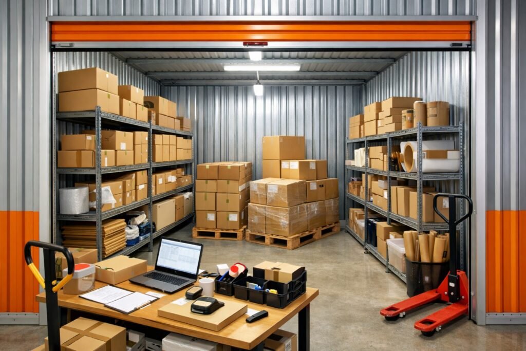 Business Stock Overflow? Storage in Tamworth Business stock stored in a secure indoor Brown Box unit